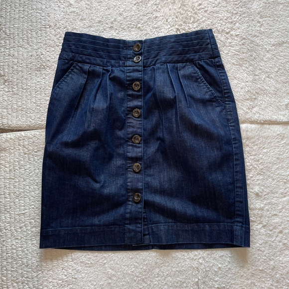Pilcro and the Letterpress Denim Mini Skirt Size 6 Button Front Pockets Blue - Picture 5 of 10